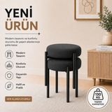 Evdera Mobilya Cemre 2li Puf Tabure Bench Makyaj Sandalyesi Siyah Ayak - Antrasit