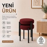 Evdera Mobilya Cemre 2li Puf Tabure Bench Makyaj Sandalyesi Siyah Ayak - Bordo