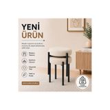 EVDERA MOBİLYA CEMRE 2Lİ PUF TABURE BENCH MAKYAJ SANDALYESİ SİYAH AYAK