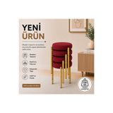 EVDERA MOBİLYA CEMRE 3LÜ PUF TABURE BENCH MAKYAJ SANDALYESİ GOLD AYAK