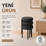 Evdera Mobilya Cemre 3lü Puf Tabure Bench Makyaj Sandalyesi Siyah Ayak - Antrasit