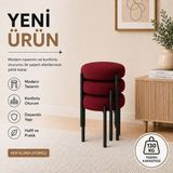 Evdera Mobilya Cemre 3lü Puf Tabure Bench Makyaj Sandalyesi Siyah Ayak - Bordo