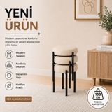 Evdera Mobilya Cemre 3lü Puf Tabure Bench Makyaj Sandalyesi Siyah Ayak - Krem