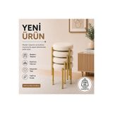 EVDERA MOBİLYA CEMRE 4LÜ PUF TABURE BENCH MAKYAJ SANDALYESİ GOLD AYAK