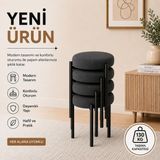 Evdera Mobilya Cemre 4lü Puf Tabure Bench Makyaj Sandalyesi Siyah Ayak - Antrasit
