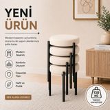 Evdera Mobilya Cemre 4lü Puf Tabure Bench Makyaj Sandalyesi Siyah Ayak - Krem