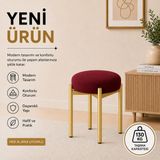 Evdera Mobilya Cemre Tekli Puf Tabure Bench Makyaj Sandalyesi Siyah Ayak - Bordo