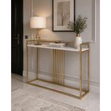 Evdera Mobilya Gold Profil Ayaklı Dekoratif Salon ve Antre Dresuarı - Beyaz