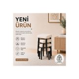 EVDERA MOBİLYA KARE 4LÜ PUF TAKIMI TABURE BENCH MAKYAJ SANDALYESİ SİYAH AYAK