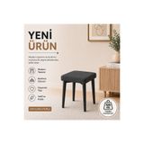 EVDERA MOBİLYA KARE TEKLİ PUF TAKIMI TABURE BENCH MAKYAJ SANDALYESİ SİYAH AYAK