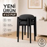 Evdera Mobilya Zümra 2li Puf Tabure Bench Makyaj Sandalyesi Siyah Ayak - Antrasit
