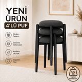 Evdera Mobilya Zümra 3lü Puf Tabure Bench Makyaj Sandalyesi Siyah Ayak - Antrasit