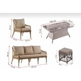Evdesa Joy Rattan Puflu Bahçe Balkon Takımı 3+1+1 Antrasit