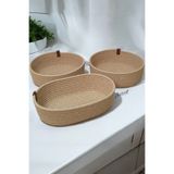 evdeucuz 3lü Jüt Sepet Set,Banyo,Mutfak,Aksesuar Çok Amaçlı Düzenleyici