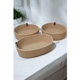 evdeucuz 3lü Jüt Sepet Set,Banyo,Mutfak,Aksesuar Çok Amaçlı Düzenleyici