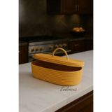 evdeucuz Jüt Hasır Sepet Oval Kapaklı Organizer 30x20-Gold