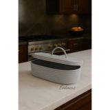 evdeucuz Jüt Hasır Sepet Oval Kapaklı Organizer 30x20-Gri
