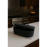 evdeucuz Jüt Hasır Sepet Oval Kapaklı Organizer 30x20-Siyah