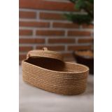evdeucuz Jüt Hasır Sepet Oval Kapaklı Organizer 30x20