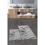 Evdeya 3D Baskılı Yıkanabilir Kaymaz Modern İkili Banyo Halısı Paspas Klozet Takımı KLOZET-48, Gri, 60 x 100