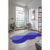 Evdeya 3D Dijital Baskılı Kaymaz Taban Yıkanabilir Lazer Kesim Mutfak Salon Halısı LAZER-15, Mavi, 60 x 100