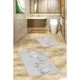 Evdeya 3D Dijital Baskılı Yıkanabilir Anne Baba Çocuk Ikili Banyo Halısı, Klozet-16-Gri,