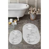 Evdeya 3d Dijital Baskılı Yıkanabilir Anne Baba Çocuk Ikili Oval Banyo Halısı, Klozet-16-Gri,