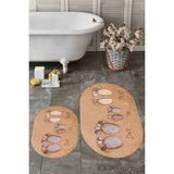 Evdeya 3d Dijital Baskılı Yıkanabilir Anne Baba Çocuk Ikili Oval Banyo Halısı, Klozet-16-Kahve, - Kahverengi