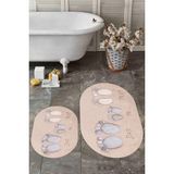 Evdeya 3d Dijital Baskılı Yıkanabilir Anne Baba Çocuk Ikili Oval Banyo Halısı, Klozet-16-Renkli,