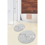 Evdeya 3d Dijital Baskılı Yıkanabilir Anne Baba Çocuk Ikili Yuvarlak Banyo Halısı, Klozet-16-Gri,