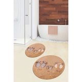 Evdeya 3d Dijital Baskılı Yıkanabilir Anne Baba Çocuk Ikili Yuvarlak Banyo Halısı, Klozet-16-Kahve, - Kahverengi