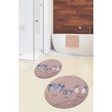 Evdeya 3d Dijital Baskılı Yıkanabilir Anne Baba Çocuk Ikili Yuvarlak Banyo Halısı, Klozet-16-Mavi,