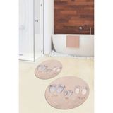 Evdeya 3d Dijital Baskılı Yıkanabilir Anne Baba Çocuk Ikili Yuvarlak Banyo Halısı, Klozet-16-Renkli,