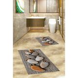 Evdeya 3d Dijital Baskılı Yıkanabilir Ayak Izi Desenli Ikili Banyo Halısı Paspas, Klozet-15-Kahve, - Kahverengi