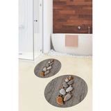 Evdeya 3d Dijital Baskılı Yıkanabilir Ayak Izi Desenli Ikili Yuvarlak Banyo Halısı Paspas, Klozet-15-Kahve, - Kahverengi