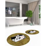 Evdeya 3d Dijital Baskılı Yıkanabilir Kedi Desenli Ikili Banyo Halısı Paspas Yuvarlak, Klozet-43-Kahve, - Kahverengi