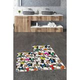 Evdeya 3D Dijital Baskılı Yıkanabilir Kelebek Desenli Ikili Banyo Halısı Paspas, Klozet-44-Renkli,