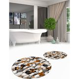 Evdeya 3d Dijital Baskılı Yıkanabilir Kelebek Desenli Ikili Banyo Halısı Paspas Yuvarlak, Klozet-44-Kahve, - Kahverengi
