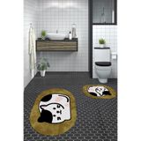 Evdeya 3D Dijital Yıkanabilir Kaymaz Kedi Desen İkili Banyo Halısı Paspas Oval Klozet Takımı O-KLOZET-43, Kahverengi, 40 x 60