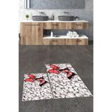 Evdeya 3D Kelebek Desenli Yıkanabilir Kaymaz Silinir İkili Banyo Halısı Paspas Klozet Takımı KLOZET-45, Kırmızı, 60 x 100