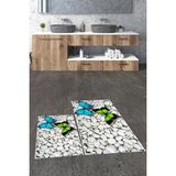 Evdeya 3d Kelebek Desenli Yıkanabilir Kolay Silinir Ikili Banyo Halısı Paspas, Klozet-45-Renkli,