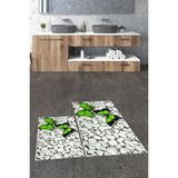 Evdeya 3d Kelebek Desenli Yıkanabilir Kolay Silinir Ikili Banyo Halısı Paspas, Klozet-45-Yeşil,