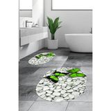 Evdeya 3d Kelebek Desenli Yıkanabilir Kolay Silinir Ikili Banyo Halısı Paspas Oval, Klozet-45-Yeşil,