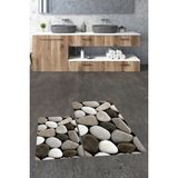 Evdeya 3d Renkli Taş Desenli Yıkanabilir Kolay Silinir Ikili Banyo Halısı Paspas, Klozet-46-Kahve, - Kahverengi