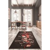 Evdeya Baharat Temalı Kaymaz Taban Yıkanabilir Modern Yolluk Mutfak Halısı MUTFAK-33, Kırmızı, 40 x 60