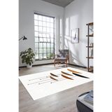 Evdeya Baskılı Kaymaz Taban Yıkanabilir Modern Yolluk Mutfak Salon Halısı MODERN-112, Beyaz, 80 x 150