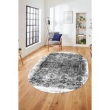 Evdeya Baskılı Kaymaz Taban Yıkanabilir Sade Modern Yolluk Mutfak Oval Salon Halısı O-MODERN-04, Beyaz, 80 x 250