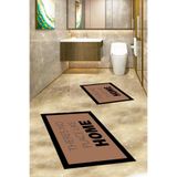 Evdeya Baskılı Yıkanabilir Kaymaz Home Yazılı İkili Banyo Halısı Paspas Klozet Takımı KLOZET-13, Kahverengi, 60 x 100