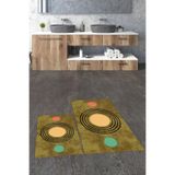 Evdeya Baskılı Yıkanabilir Kaymaz Modern İkili Banyo Halısı Paspas Klozet Takımı KLOZET-49, Kahverengi, 60 x 100