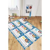 Evdeya Çarpım Tablosu Temalı Yıkanabilir Eğitici Çocuk Odası Oyun Halısı ÇOCUK-45, Mavi, 80 x 200